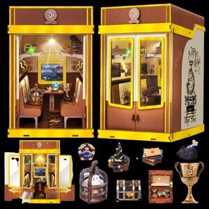 Wimlade DIY Miniature Train Book Nook Kit, Vintage 1:24 Scale, with LED Lights